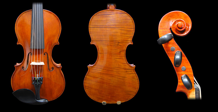 This five-string violin is my own model. It has a nice even tone. 5-string violin
